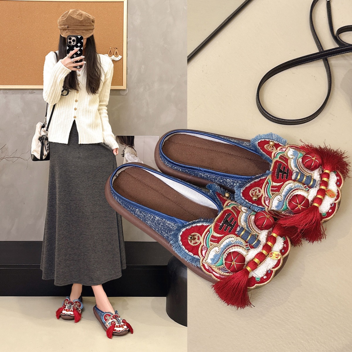 Ethnic Fashion House - Весенне-осенние женские домашние тапочки в ретро-этно-стиле