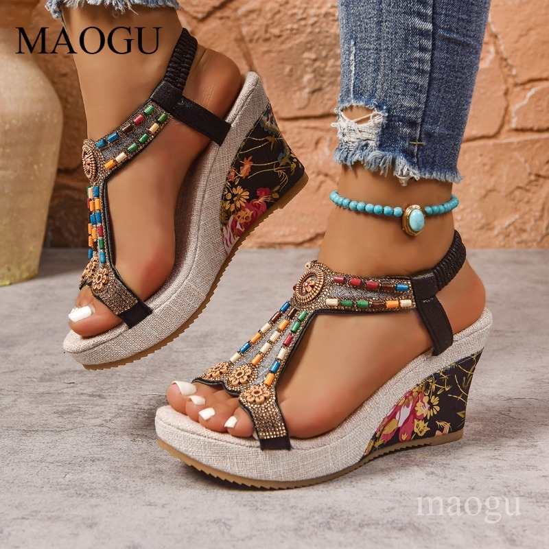 Ethnic And Fashion - Женские сандалии на танкетке в стиле